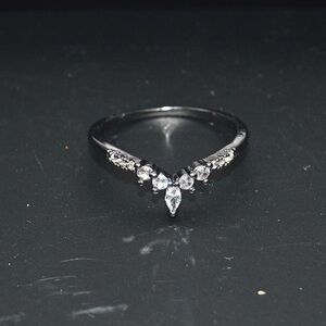 V Shaped Faux Diamond Chevron Ring